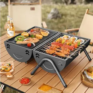 Mini Barrel-shaped Charcoal Barbecue Grill Grill Outdoor Convenient Double-sided BBQ Grill