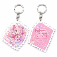 Porte-clés en acrylique double face mignon en forme de tampon, pendentif personnalisé avec personnage, breloque en métal pour décoration de sac