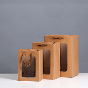 Bán buôn tùy chỉnh giấy bao bì túi Tote với cửa sổ Mua Sắm Đồ chơi trong suốt kraft trắng hồng đen túi quà tặng với logo - Product Image 4