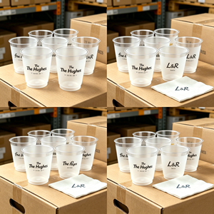 Gobelets en plastique transparent personnalisables avec logo, 12oz, 16oz, PP, transparents ou givrés, pour mariage, anniversaire, 20oz, 600ml, avec initiales/nom - Product Image 1