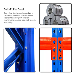 מדפים כבדים מסוג משטחי פלדה מעובים, מתכווננים, רב-שכבתיים, ברמה גבוהה, למחסן תעשייתי - Product Image 3