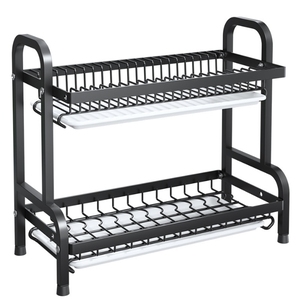 Égouttoir à vaisselle de cuisine multifonctionnel avec planche à découper et <span class=keywords><strong>rangement</strong></span> <span class=keywords><strong>pour</strong></span> <span class=keywords><strong>couteaux</strong></span> - Organisateur de comptoir peu encombrant - Product Image 1