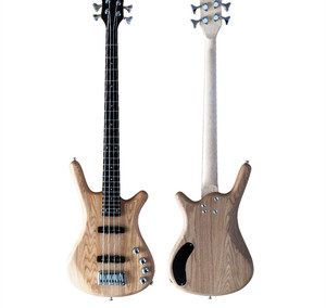 Guitare basse électrique à 4 cordes en bois, couleur bois, style elme, touche personnalisée - Product Image 1