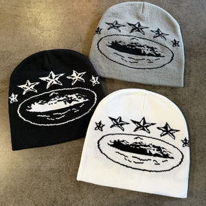 Nouveau bonnet en tricot jacquard cinq étoiles pour l'automne-hiver, chaud et doux, pour hommes et femmes, style streetwear décontracté - Product Image 2