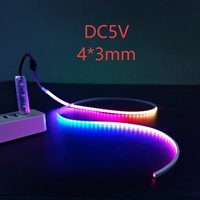 Bande lumineuse LED néon flexible en silicone ultra-fine 4*3mm DC5V USB RGBIC WS2812 IP67 étanche et adressable pour la décoration de voiture DIY