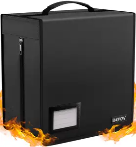 Kotak CD Binder CD tahan api, tempat penyimpanan DVD Binder dengan ritsleting portabel, dompet Media kartu besar, aman untuk rumah dan kantor