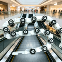 Chaîne à rouleaux (17 alvéoles) en acier à maillons en Y, chaîne inversée, pièces d'escalator, design moderne, fournisseur de pièces en plastique et métal pour escalators
