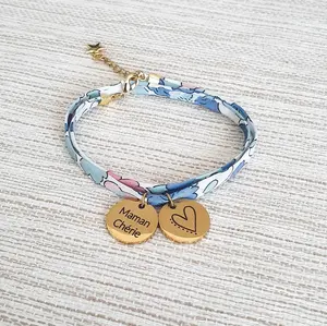 <span class=keywords><strong>Bracciale</strong></span> in tessuto Liberty personalizzato delicato <span class=keywords><strong>bracciale</strong></span> regolabile con medaglia incisa regalo per la <span class=keywords><strong>festa</strong></span> <span class=keywords><strong>della</strong></span> <span class=keywords><strong>mamma</strong></span> - Product Image 5