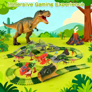 Set de Vías de <span class=keywords><strong>Tren</strong></span> Flexibles con Luz LED, Coche de Dinosaurio, Juguetes de Aventura en <span class=keywords><strong>el</strong></span> Mundo de los Dinosaurios, Regalos STEM para Niños, Pista de Carreras de Dinosaurios - Product Image 4