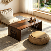 Table basse et bureau pliables en bambou, écologiques et durables, style antique asiatique, pour salon, baie vitrée, chambre à coucher ou bureau compact