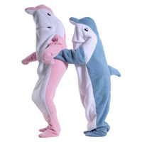Nouveau requin et dauphin sac de sommeil dessin animé Animal une pièce pyjamas adultes/enfants flanelle maison couverture portable