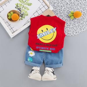 Conjunto de Ropa de Verano para Bebés Niños E2woo, Chaleco sin Mangas con Estampado de Cara Sonriente, Algodón Orgánico, Moda Infantil - Product Image 4