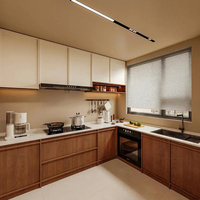 Meuble de cuisine modulaire personnalisé en placage de bois, design moderne et élégant, pour appartement et hôpital, haute qualité