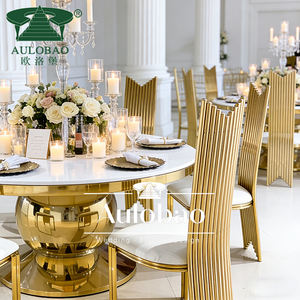 Mesa de Comedor Redonda Moderna de Lujo con Base de Acero Inoxidable Negro para Recepciones, Bodas, Hogar y Apartamentos - Product Image 2