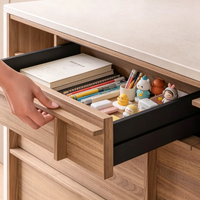 Meubles de cuisine modulaires haut de gamme sur mesure sans poignées, en placage de bois, pour toute la maison, style moderne et luxueux