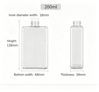 Bouteille carrée en PETG PET de 200 ml, conteneur de luxe rechargeable pour lotion, shampoing, parfum, cosmétiques, emballage de voyage vide en plastique pour soins de la peau