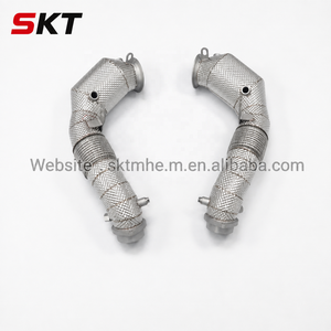 300 CPSI Downpipe for BMW G30 M550i N63 Germany Spec Sandblasted Front Pipe Embossed Heat <b>Shield</b> Golden TIG Welds - Product Image 4
