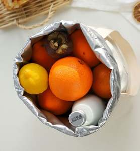 Sac à déjeuner isotherme en toile réutilisable, sac fourre-tout avec poignée et fermeture à cordon, sac à bento pour le travail, les pique-niques et les voyages - Product Image 3