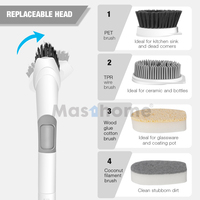 Mascara de nettoyage intelligent, en silicone, 3 brosses remplaçables, tête de brosse à savon, distribution éponge de lavage de la vaisselle avec poignée
