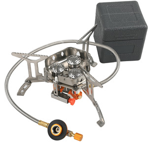 便携式防风三头燃烧器野营燃气炉 5800W，可折叠户外野餐炉具 1 - Product Image 1