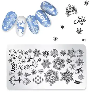Christmas Tree Snowflake Elk Socks Accessories Stainless Stamped Templates Manicure DIY Transfer Tool Nail Art Stamping Plate