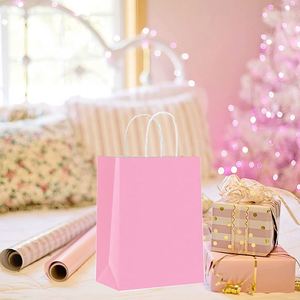 Paper Kraft Gift <b>Bags</b> with Handles Party Goodie Retail Shop <b>Bag</b> Christmas Holiday Birthday Party Gift <b>Bag</b> Solid Color Paper <b>Bag</b> - Product Image 5