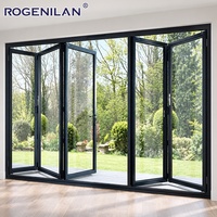 ROGENILAN Portes pliantes d'extérieur en aluminium personnalisées, étanches, résistantes aux intempéries, avec vitrage trempé, type accordéon