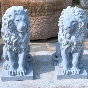 Tallado a mano de piedra de granito de lujo par de escultura de León para exhibición al aire libre - Product Image 6