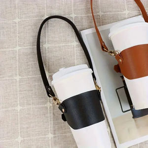 Penyangga Cangkir Kopi & Teh Portabel Modern dari Kulit PU, Sarung Pelindung Perjalanan, Tempat Botol Air Luar Ruangan, Hadiah - Product Image 4