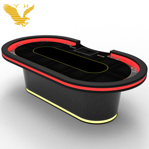 Mesas de juego personalizadas YH, juego de <span class=keywords><strong>mesa</strong></span> de póquer Texas de 96 pulgadas de madera, <span class=keywords><strong>mesa</strong></span> de póquer de 10 jugadores con luz Led - Product Image 2