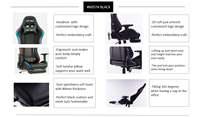 Vente directe du fabricant, chaise de jeu personnalisée en cuir PU et PVC, éclairage RGB, design ergonomique, accoudoirs 3D réglables, rotation à 360°, 3 positions