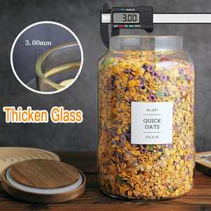 Bocaux en verre hermétiques <span class=keywords><strong>de</strong></span> qualité alimentaire avec couvercle en bambou à clapet, capacité 1 gallon, 132 étiquettes pour garde-manger, <span class=keywords><strong>farine</strong></span>, sucre, cornichons, miel - Product Image 2