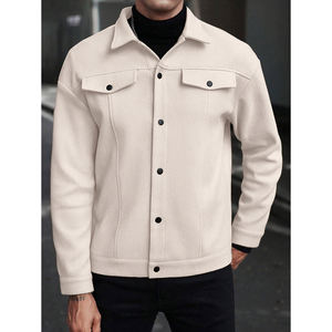 <span class=keywords><strong>Giacca</strong></span> Blouson Slim Monopetto da Uomo, Casual Primaverile Autunnale, Leggera in Peluche, Tinta Unita, con Tasche, Strato Base - Product Image 1