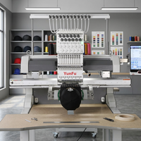 Machine à broder informatisée à 12 aiguilles et 15 fils pour casquettes, t-shirts plats