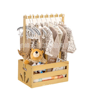 Wooden children's clothing storage box, household storage box, wooden hanging baby <b>wardrobe</b>, gift and toy storage rack - Product Image 5