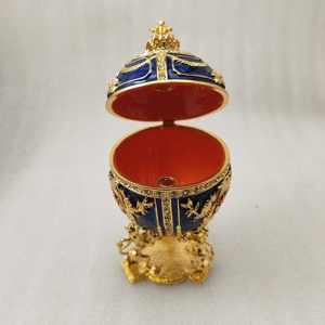 Lớn Kim Loại Hoàng Gia Màu Đỏ Đế Quốc Nga Faberge Trứng Vương Miện Đính Hộp Đồ Trang Sức Trang Trí Nội Thất - Product Image 2