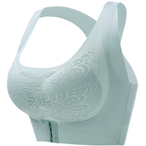 Ropa interior de nailon de nuevo estilo, <span class=keywords><strong>Sujetador</strong></span> <span class=keywords><strong>deportivo</strong></span> de talla grande con <span class=keywords><strong>cierre</strong></span> frontal de encaje sin aros para mujer - Product Image 2