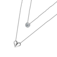 FY-PL164 version coréenne de la mode collier en argent en forme de coeur personnalité féminine double couche amour pendentif clavicule chaîne