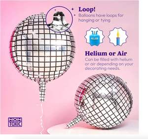 Pacchetto di 6 palloncini per sfera olografica in argento da discoteca per la tua festa - Product Image 5