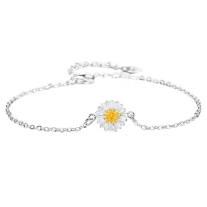 2312 little Daisy anklet female silver students net red girlfriends cold wind simple sen small chain jewelry wholesale