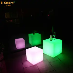 Modern Outdoor LED Cube Seat Lighting L-Size Plastic Bar Chairs For Hotel And Garden LED Garden Cube With L Packing