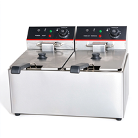 Friteuse électrique professionnelle à double cuve, 2 paniers, 6L, en acier inoxydable, avec contrôle de température, pour la restauration