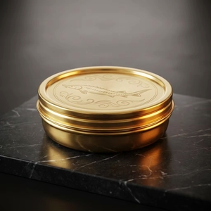 Boîte en fer blanc de luxe de qualité alimentaire pour <span class=keywords><strong>caviar</strong></span>, scellée sous vide, ronde, pour <span class=keywords><strong>caviar</strong></span> de sturgeon et produits délicatessen haut de gamme - Product Image 5