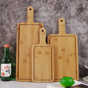 Plateau de service en bambou Ganbang 32x13cm avec poignée pour pizza, steak, pain, gâteau, cuisson, plat de style occidental - Product Image 2