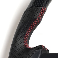 Volant sport en cuir et fibre de carbone de haute qualité pour Corvette C5 C6, fond plat, rouge, pièces de performance