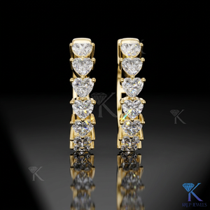 Lab Grown CVD Heart Cut Diamond Eternity Huggie <b>Hoop</b> <b>Earrings</b> 14K 18K <b>Solid</b> Gold Fine Women Jewelry Manufacturer Wholesale - Product Image 1