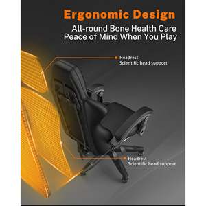 <span class=keywords><strong>Silla</strong></span> de juego AJUNION con almohada Lumbar de masaje, <span class=keywords><strong>silla</strong></span> de ordenador con marco de Metal resistente, <span class=keywords><strong>silla</strong></span> reclinable para jugadores Esport de 90-155 °, color negro - Product Image 4