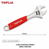 Clé à molette réglable de 8 pouces avec logo OEM, en acier au carbone S45C, poignée TPR, ouverture de 32 mm, outil pour boulons et écrous, fournisseur en gros