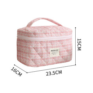 Nueva llegada portátil acolchado Rosa maquillaje organizador impermeable bolso de mujer con cierre de cremallera estilo de moda cepillos caja de almacenamiento - Product Image 5