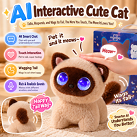 Robot Chat Intelligent en Peluche IA, Jouet Électrique Parlant, Interaction IA, Coton PP, Chat Intelligent à Queue qui Se Balançoit, Compagnon de Bureau